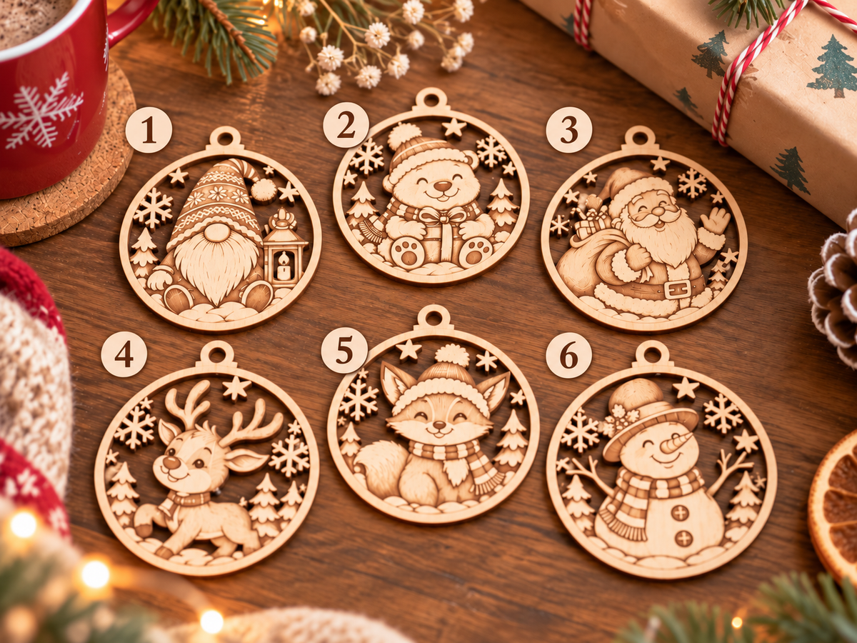 🎄 Suspensions de Noël en bois – 6 modèles au choix