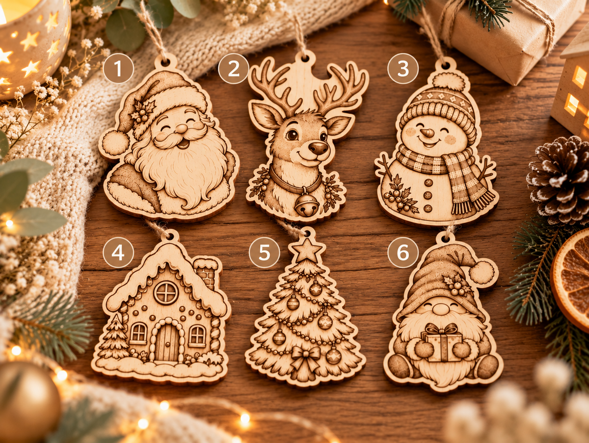 🎄 Suspensions de Noël en bois – 6 modèles au choix