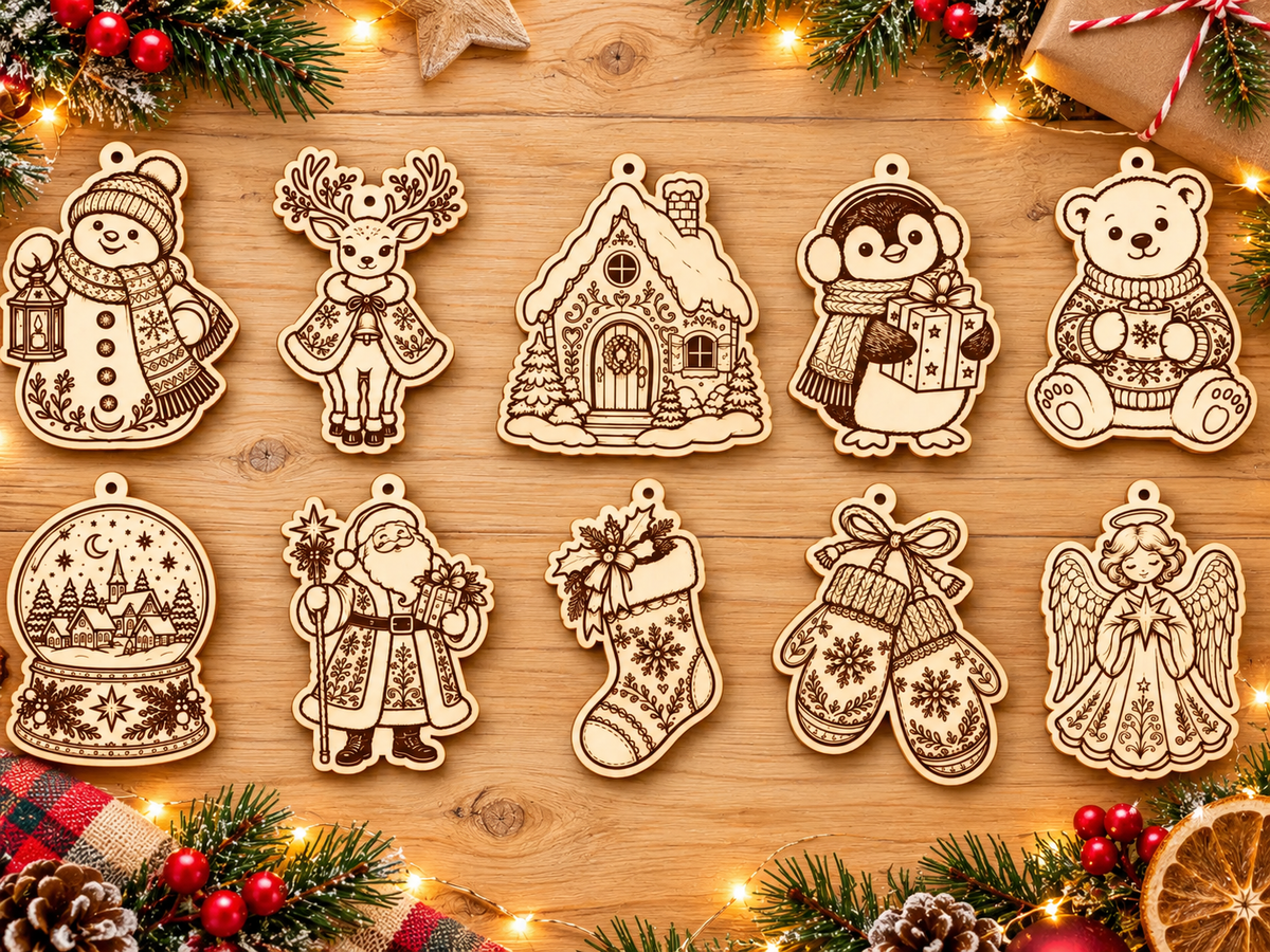 🎄 Suspensions de Noël en bois – 10 modèles au choix
