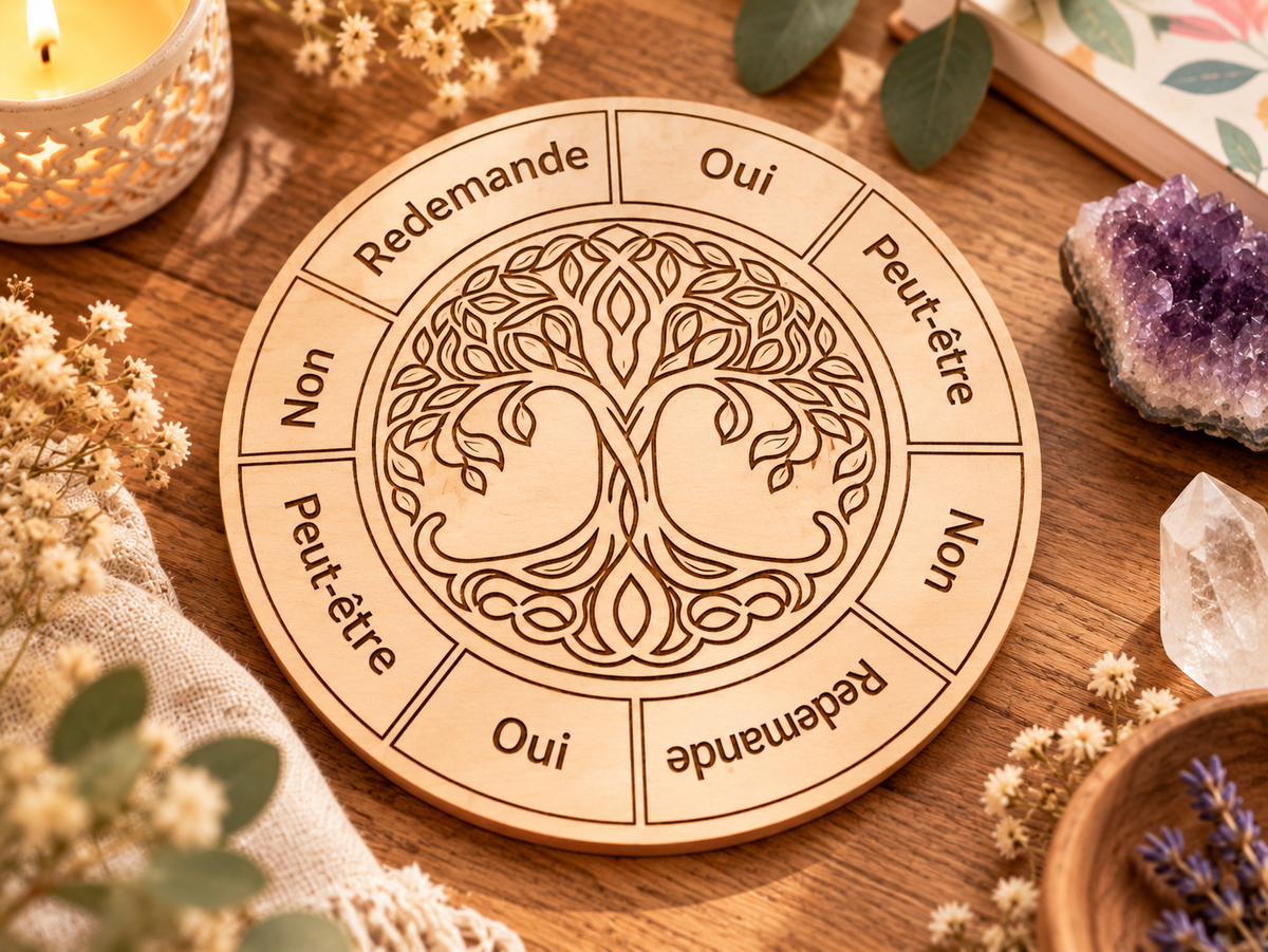 Plateau divinatoire en bois – Arbre de Vie