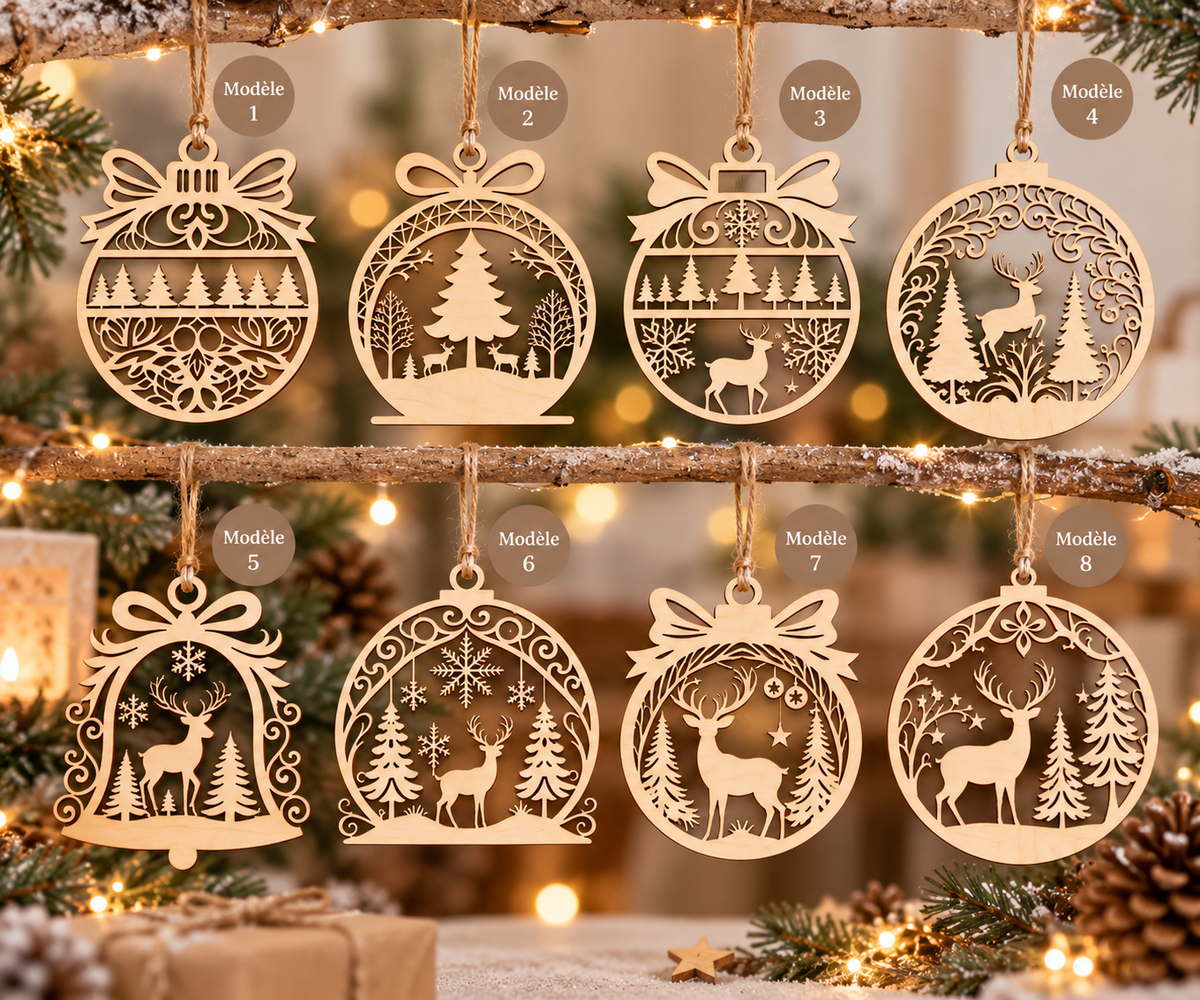 🎄 Suspensions de Noël en bois – 8 modèles au choix