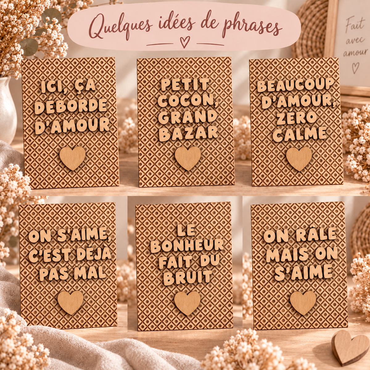 Plaque famille en bois “Tribu de mon cœur”