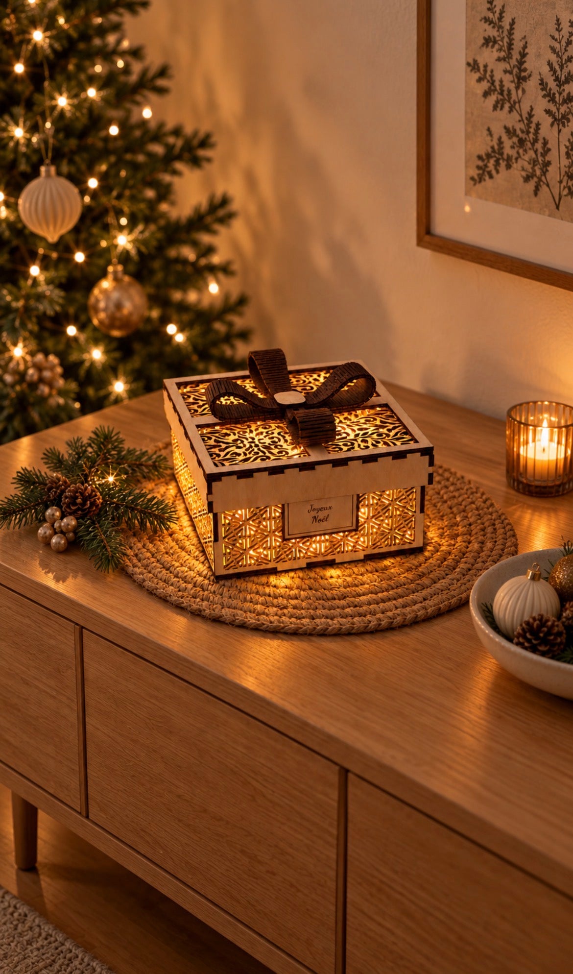 Boîte cadeau décorative avec nœud 3D