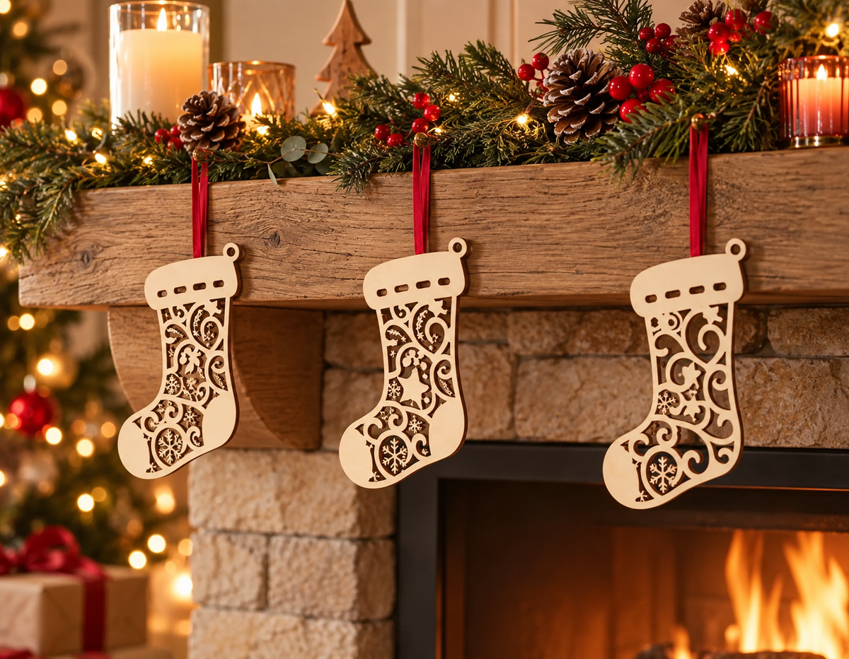Botte de Noël personnalisée en bois – Prénom gravé