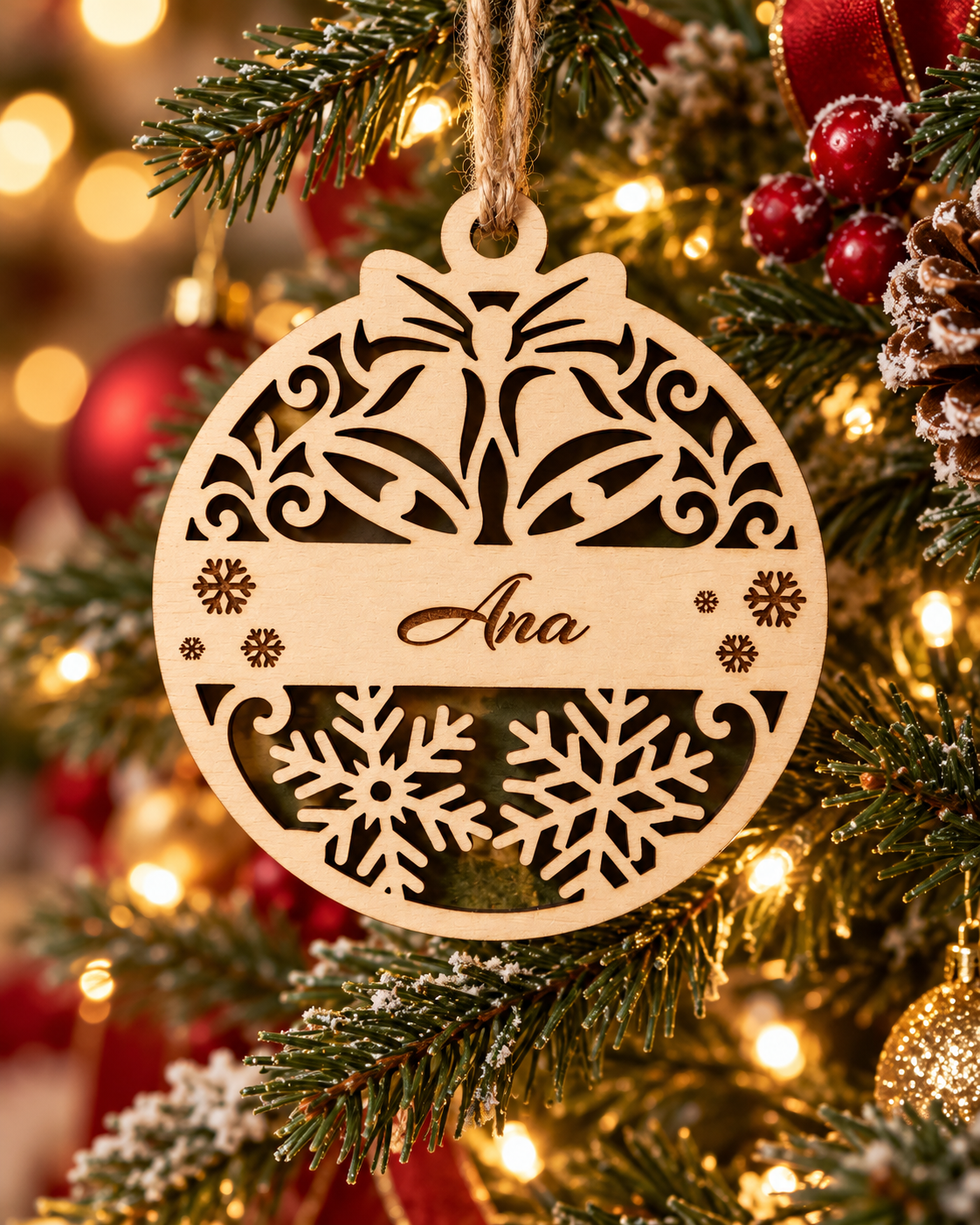 Décoration de Noël en bois gravé