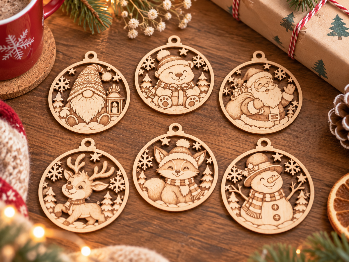 🎄 Suspensions de Noël en bois – 6 modèles au choix