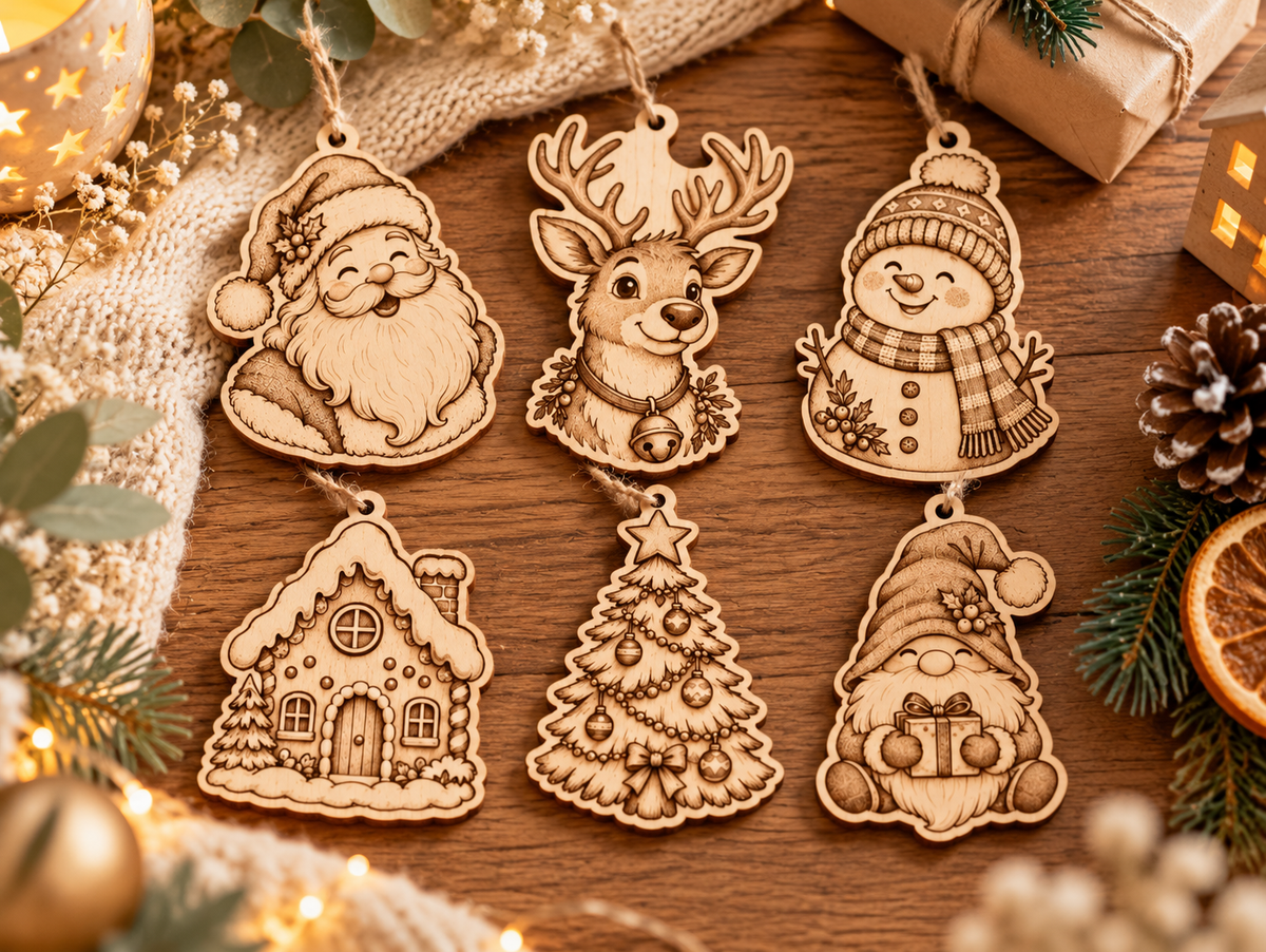 🎄 Suspensions de Noël en bois – 6 modèles au choix