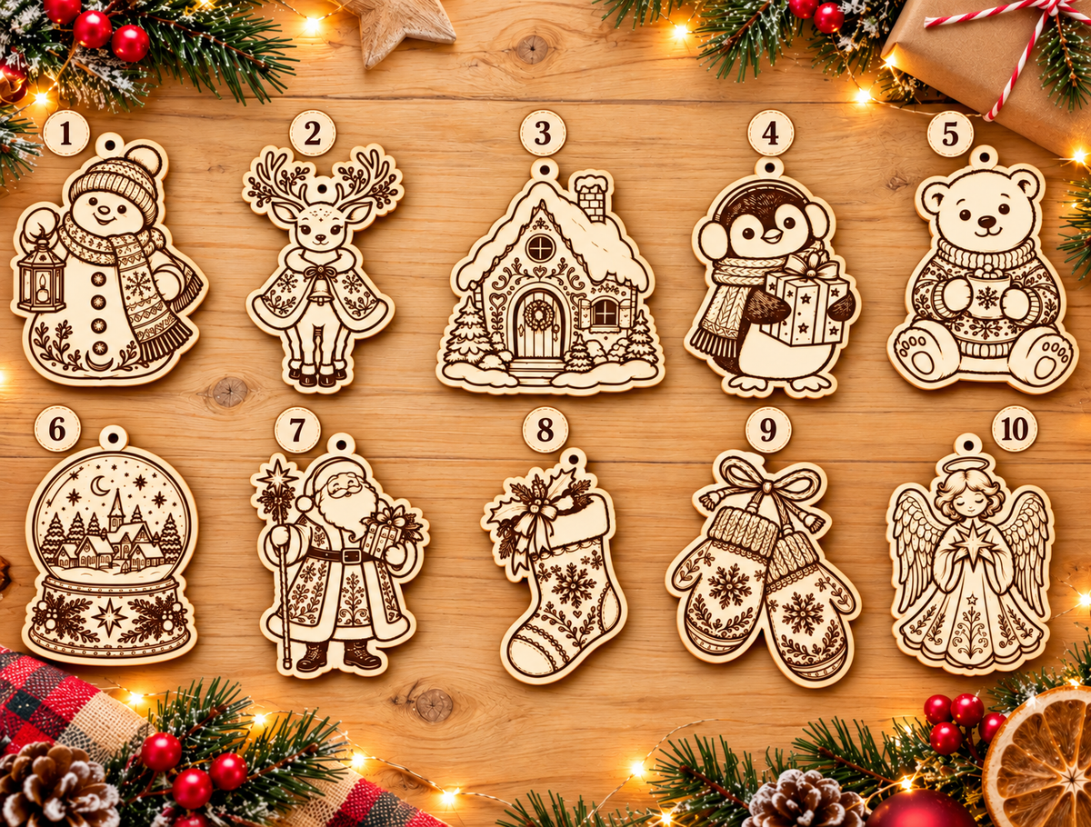 🎄 Suspensions de Noël en bois – 10 modèles au choix