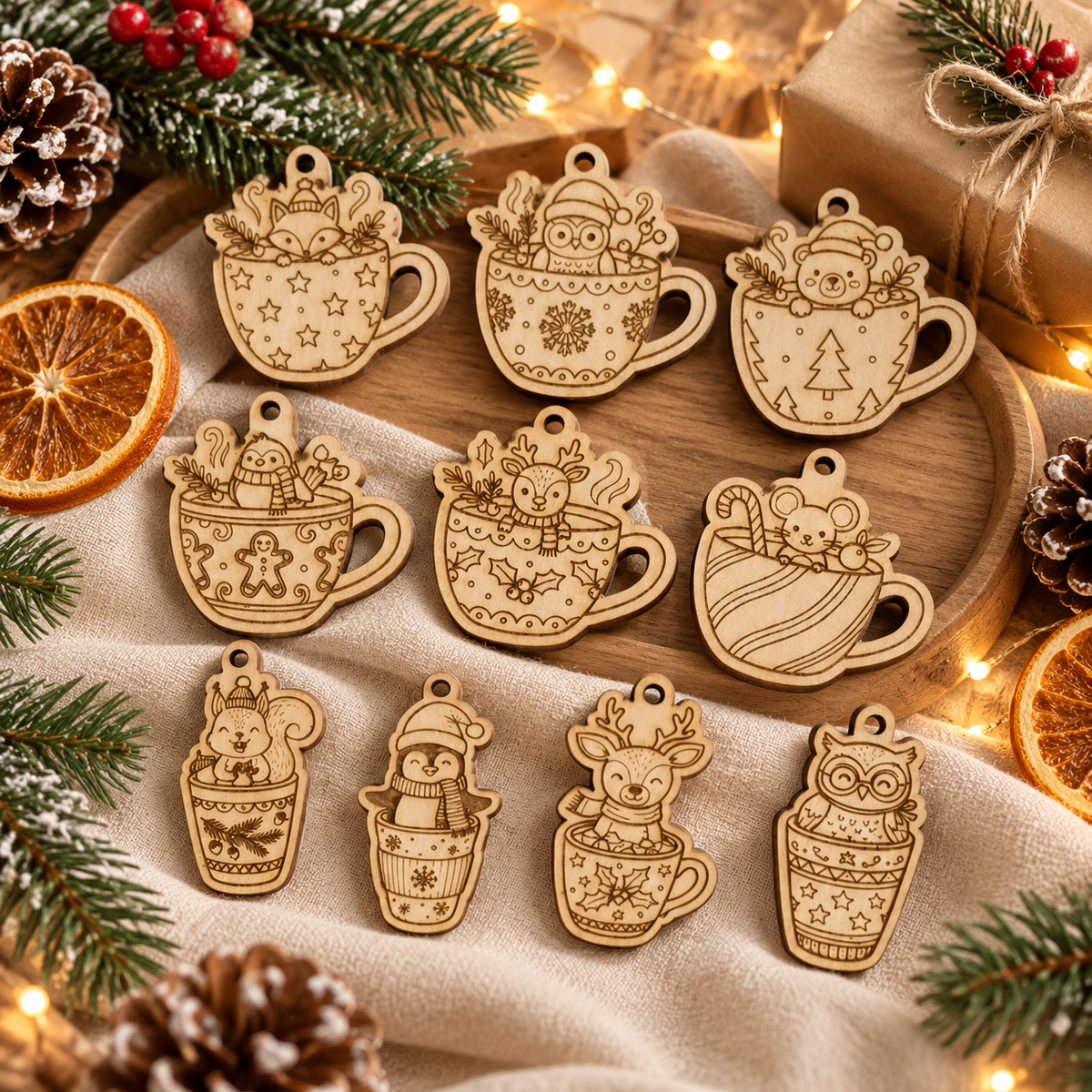 🎄 Suspensions de Noël en bois – 8 modèles au choix
