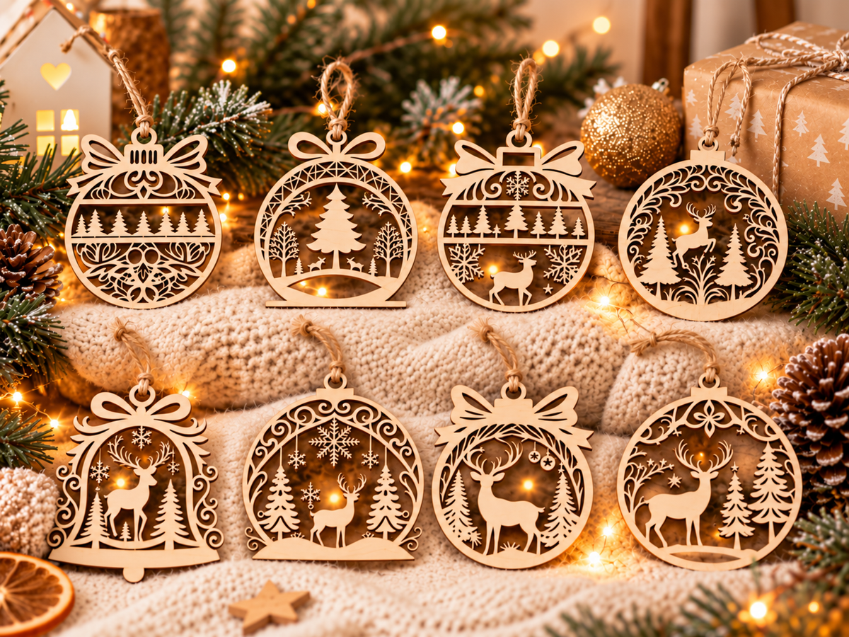 🎄 Suspensions de Noël en bois – 8 modèles au choix
