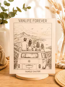 Vanlife Forever – Tableau en bois personnalisé | Cadeau famille | Décoration van aménagé | Souvenir voyage | Cadeau camping-car