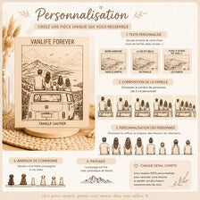 Vanlife Forever – Tableau en bois personnalisé | Cadeau famille | Décoration van aménagé | Souvenir voyage | Cadeau camping-car
