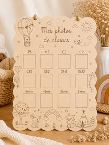 Tableau Photos de Classes Personnalisé en Bois – De la Petite Section au CM2– Souvenir Scolaire – Décoration Chambre Enfant (Copie)