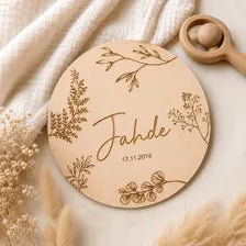 Plaque de Naissance Personnalisée en Bois – Prénom & Date de Naissance – Décoration Chambre Bébé – Cadeau de Naissance