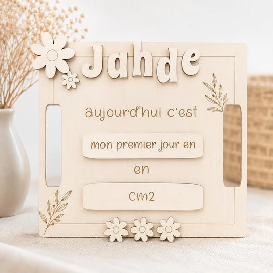 Plaque Rentrée Scolaire Personnalisée en Bois