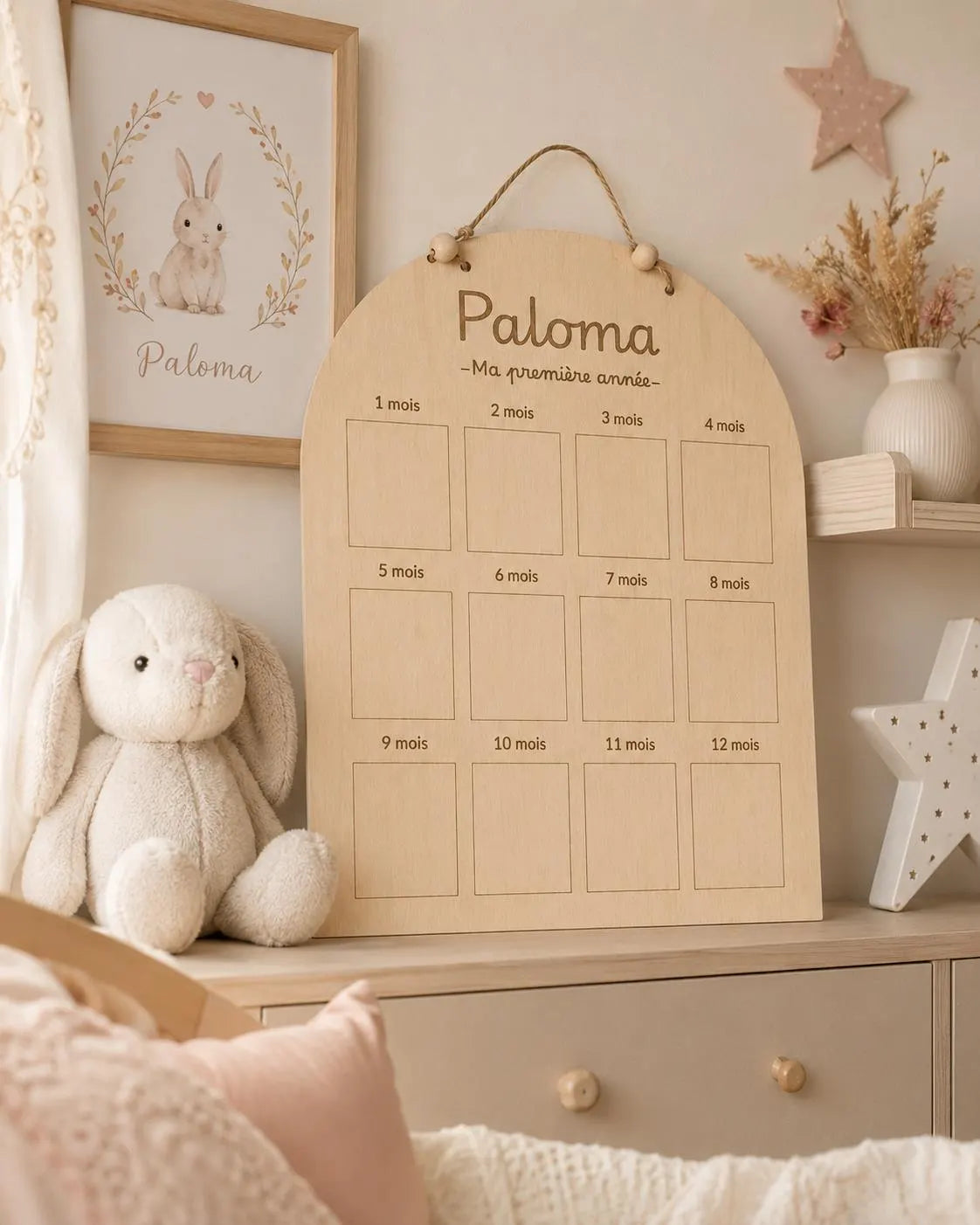 Tableau Photo Bébé Personnalisé – Ma Première Année – Support Photos 1 à 12 Mois