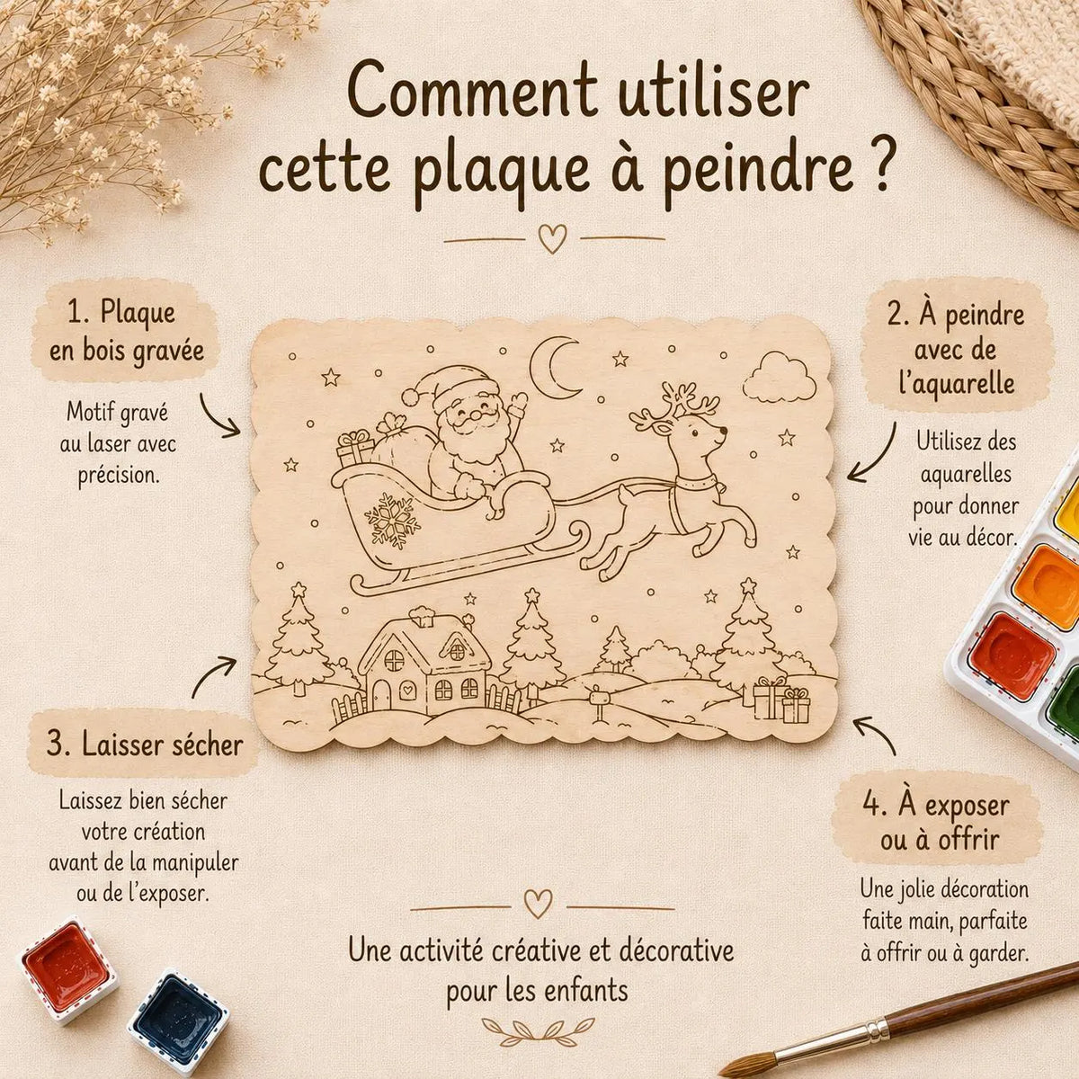 Plaque de Noël en bois à peindre