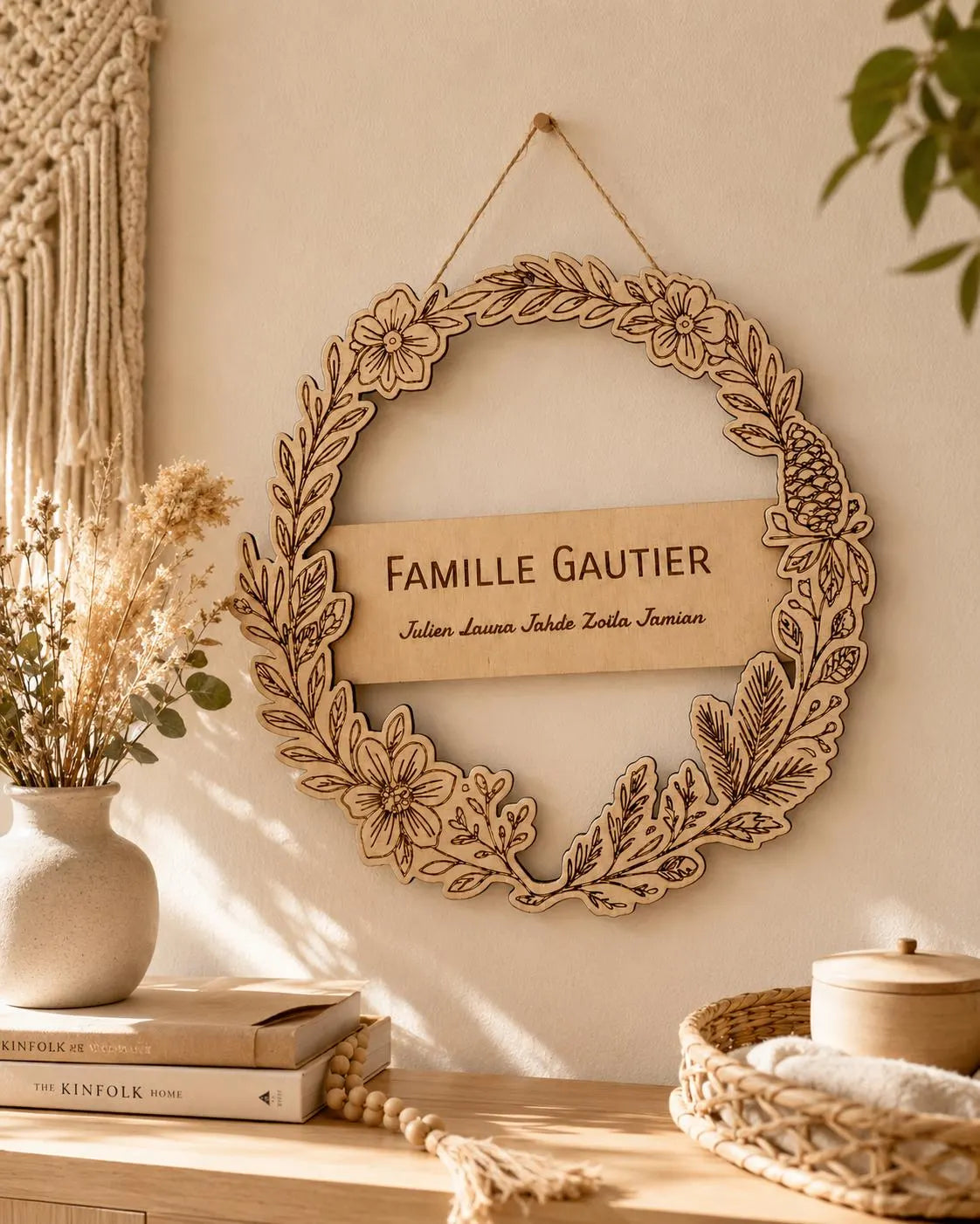 Couronne famille personnalisée en bois
