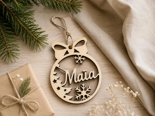 Boule de Noël personnalisée en bois