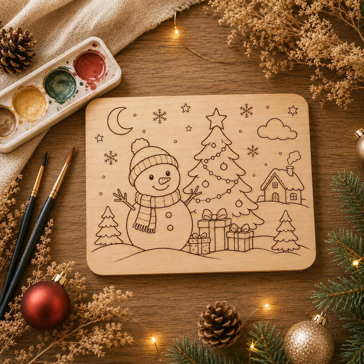 Plaque de Noël en bois à peindre